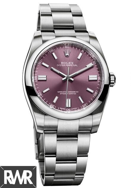 Fake Rolex Oyster Perpetual 36mm Red Grape Dial 11600070200