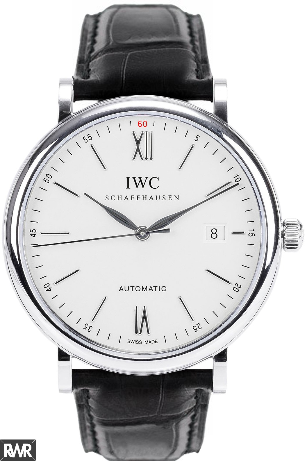 IWC Portofino Silver Dial Black Automatic Men's Watch 356501
