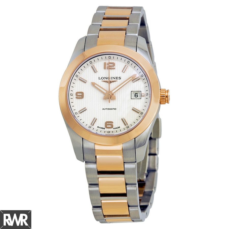 Longines Conquest Classic Two Tone Rose Gold Silver Automatic Ladies Watch L2.285.5.76.7 Replica