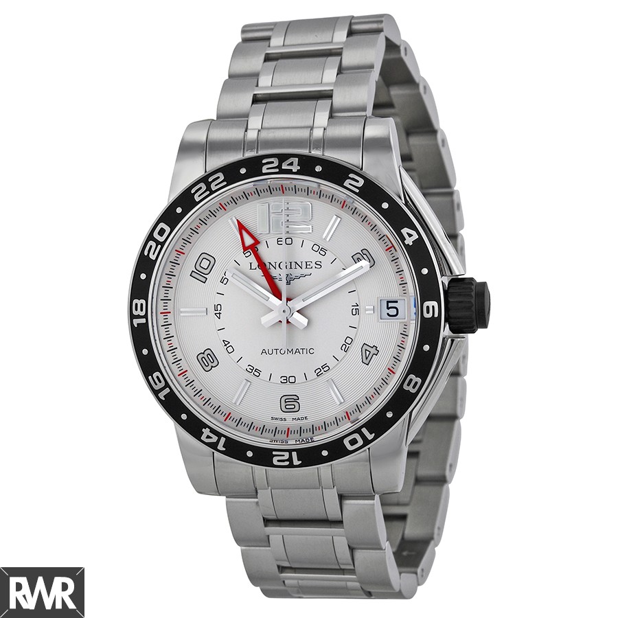 Longines Admiral GMT Silver Dial Stainless Steel Mens Watch L3.668.4.76.6 Replica