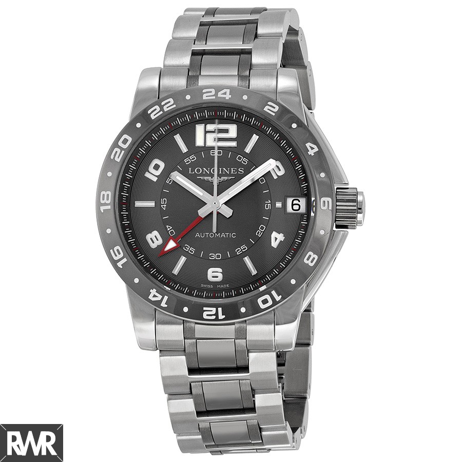 Longines Admiral GMT Grey Dial Steel and Ceramic Mens Watch L3.669.4.06.7 Replica