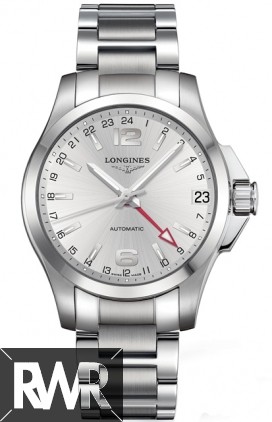 Longines Conquest Mens Silver Dial GMT Automatic Watch L3.687.4.76.6 Replica