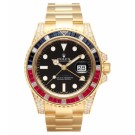 Replica Rolex GMT Master II Yellow Gold Black Dial watch 116758 SARU