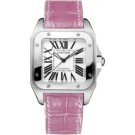 Replica Cartier Santos 100 W20126X8 Stainless Steel Pink Leather Watch