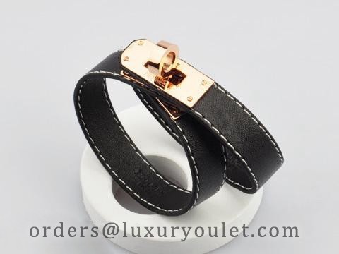 hermes black leather bracelet