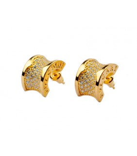 Replica Bvlgari B.zero1 Earrings in Yellow Gold with Pave Diamon