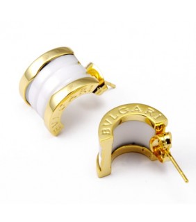 Replica Bvlgari B.ZERO 1 Earrings in Yellow Gold With White Cera