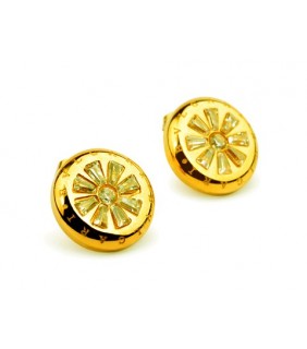 Replica Bvlgari Flower Earrings in Yellow Gold with Swarovski Cr