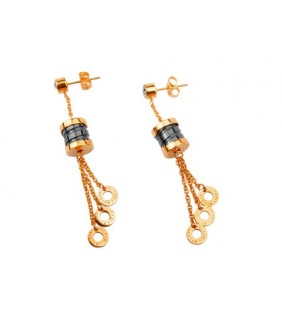 Replica Bvlgari B.ZERO1 Pendant Earrings in Pink Gold with Black