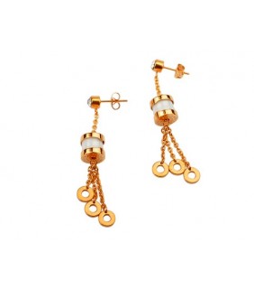 Replica Bvlgari B.ZERO1 Pendant Earrings in Pink Gold with White