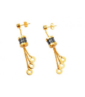 Replica Bvlgari B.ZERO1 Pendant Earrings in Yellow Gold with Bla