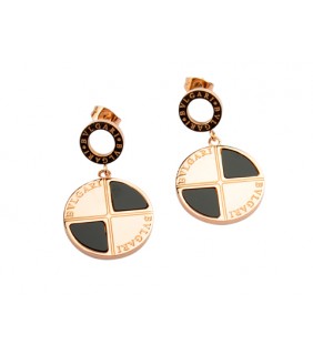 Replica Bvlgari Pendant Earrings in Pink Gold with Black Onyx an