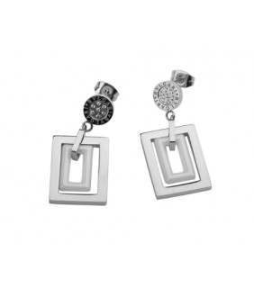 Replica Bvlgari Double Square Drop Earrings in White Gold and Wh