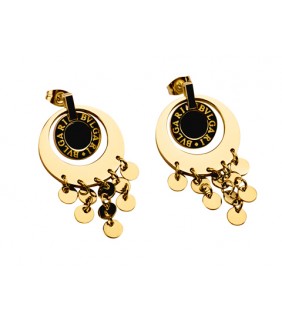 Replica Bvlgari Double Circle Drop Earrings in Yellow Gold with 