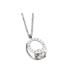 Bvlgari Diamond Charm Necklace in 18kt White Gold
