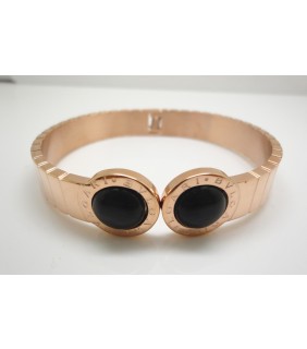 Bulgari TUBOGAS Bracelet in Pink Gold with Double Black Onyx