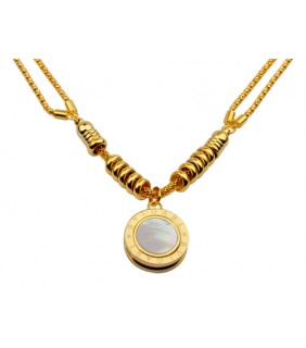 Bvlgari Bulgari Charm Necklace in 18kt Yellow Gold with Mother o