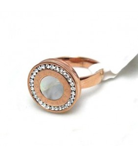 Bvlgari Ring in 18kt Pink Gold with Month of Prarl and Pave Diam