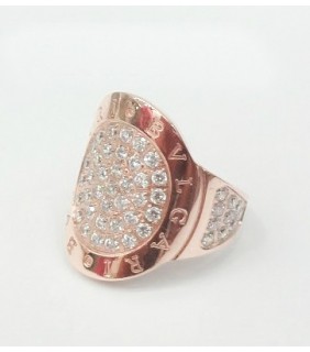 BVLGARI Ring in 18kt Pink Gold with Pave Diamonds