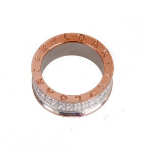 Bvlgari B.ZERO1 3-band Ring in 18kt Pink Gold with Pave Diamonds