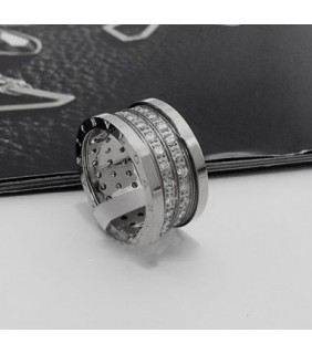 Bulgari B.ZERO1 4-band Ring in 18kt White Gold with Pave Diamond