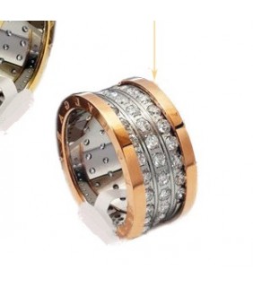 Bulgari B.ZERO1 3-band Ring in 18kt Pink Gold with Pave Diamonds