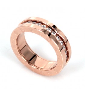 Bvlgari B.ZERO1 1-Band Ring in 18kt Pink Gold with Pave Diamonds