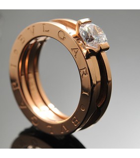 Bvlgari B.zero1 Wedding Band Ring in 18kt Pink Gold with Pave Di