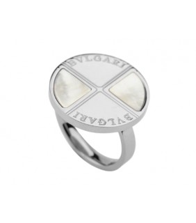 Bvlgari Round Ring in 18kt White Gold with Mother of Pearl