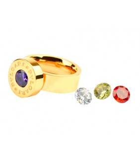 Bvlgari Ring in 18kt Yellow Gold with Colored CZ Stone
