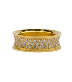 Bvlgari B.zero1 3-Band Ring in 18kt Pink Gold with Pave Diamonds