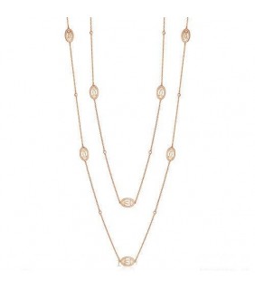 Cartier Logo Double C Long Necklace In Pink Gold