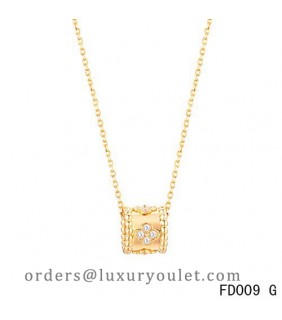 Van Cleef Arpels Perlee Clover Pendant Necklace Yellow Gold with Diamonds