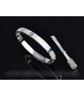 Cartier White Gold LOVE Bracelet With Paved Diamonds+Free Screwdriver