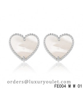 Van Cleef and Arpels Sweet Alhambra Heart Earstuds White Gold White MOP