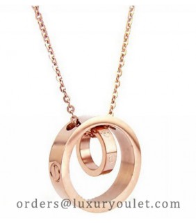 Cartier Double Rings LOVE Necklace in 18kt Pink Gold