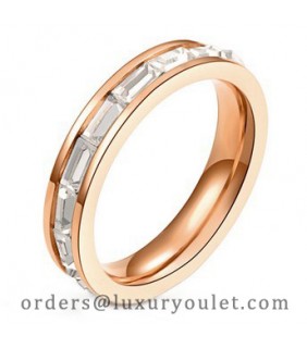 Cartier Wedding Band Ring in Pink Gold Set With Princess-Cut Diamonds