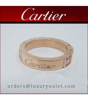 Cartier Lanieres Wedding Band Ring in Pink Gold Set With Diamonds