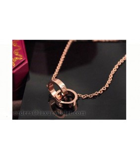 Cartier LOVE 2 Ring Charm Necklace in 18K Pink Gold.REF:B7013900