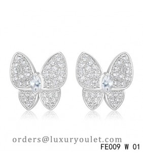Van Cleef & Arpels White Gold Flying Beauties Two Butterfly Diamond Earrings