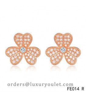 Van Cleef and Arpels Frivole Earrings Pink Gold Pave Diamonds