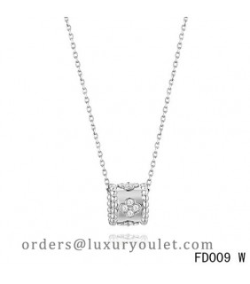 Van Cleef Arpels Perlee Clover Pendant Necklace White Gold with Diamonds