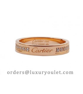 Cartier Wedding Band Ring in 18kt Pink Gold with Pave Diamonds, Wide