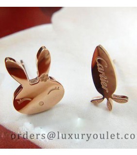 Inspired Cartier Rabbit & Radish Earrings in 18kt Pink Gold