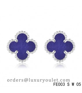 Van Cleef Arpels Vintage Alhambra Lapis lazuli Earrings White Gold