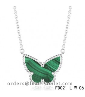 Van Cleef Arpels Lucky Alhambra Malachite Butterfly Necklace White Gold