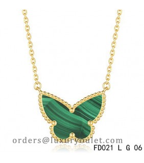Van Cleef Arpels Lucky Alhambra Malachite Butterfly Necklace Yellow Gold