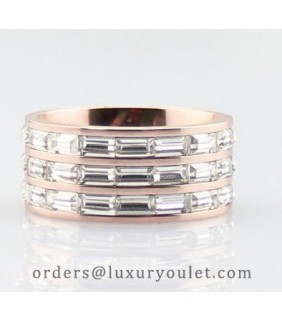 Cartier 3 Row Wedding Band Ring with Baguette-Cut Diamonds