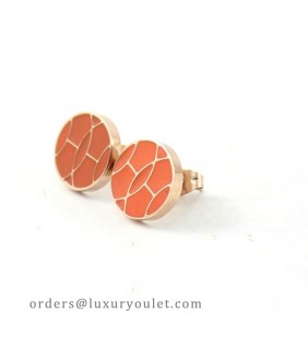Hermes Orange Enamel Stud Earrings in 18kt Pink Gold