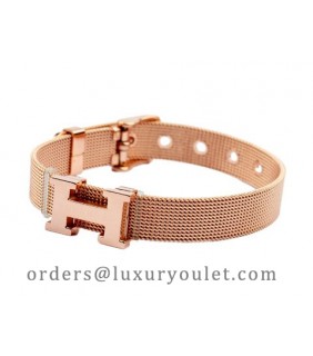 Hermes "H" Logo Bracelet in 18kt Pink Gold